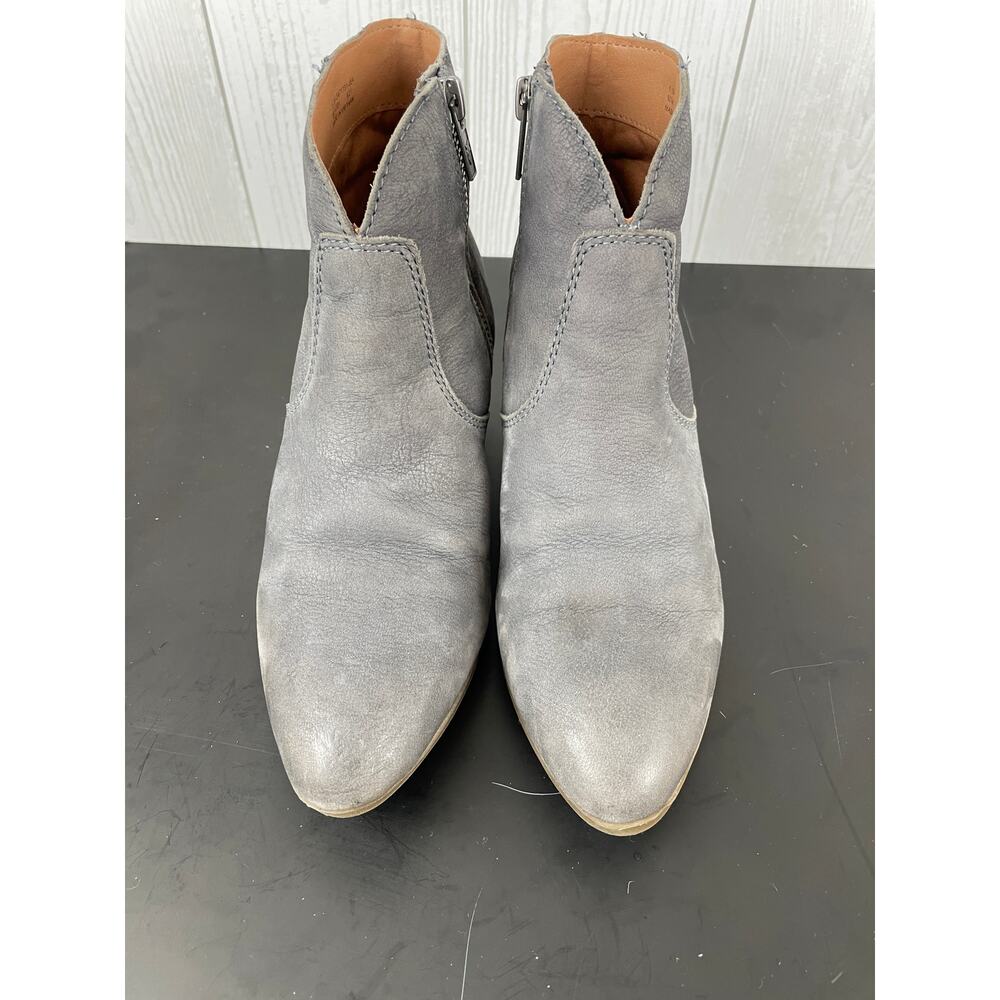 FRYE Judith Seam Grey Leather Ankle Booties Side Zip Women's Size 6.5M EUC